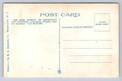 New Bureau of Printing and Engraving, Potomac Park Basin, Washington DC Postcard