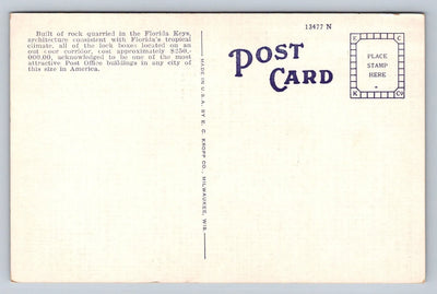 Out Door Post Office. Fort Myers, Florida - Palm Trees Vintage Postcard