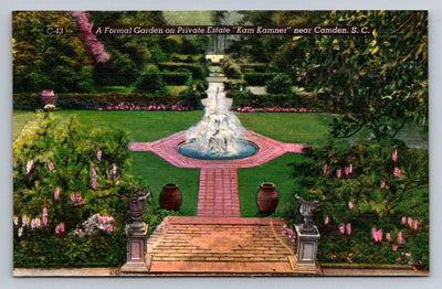 A Formal Garden on Private Estate Kam Kamner, Near Camden, SC Vintage Postcard