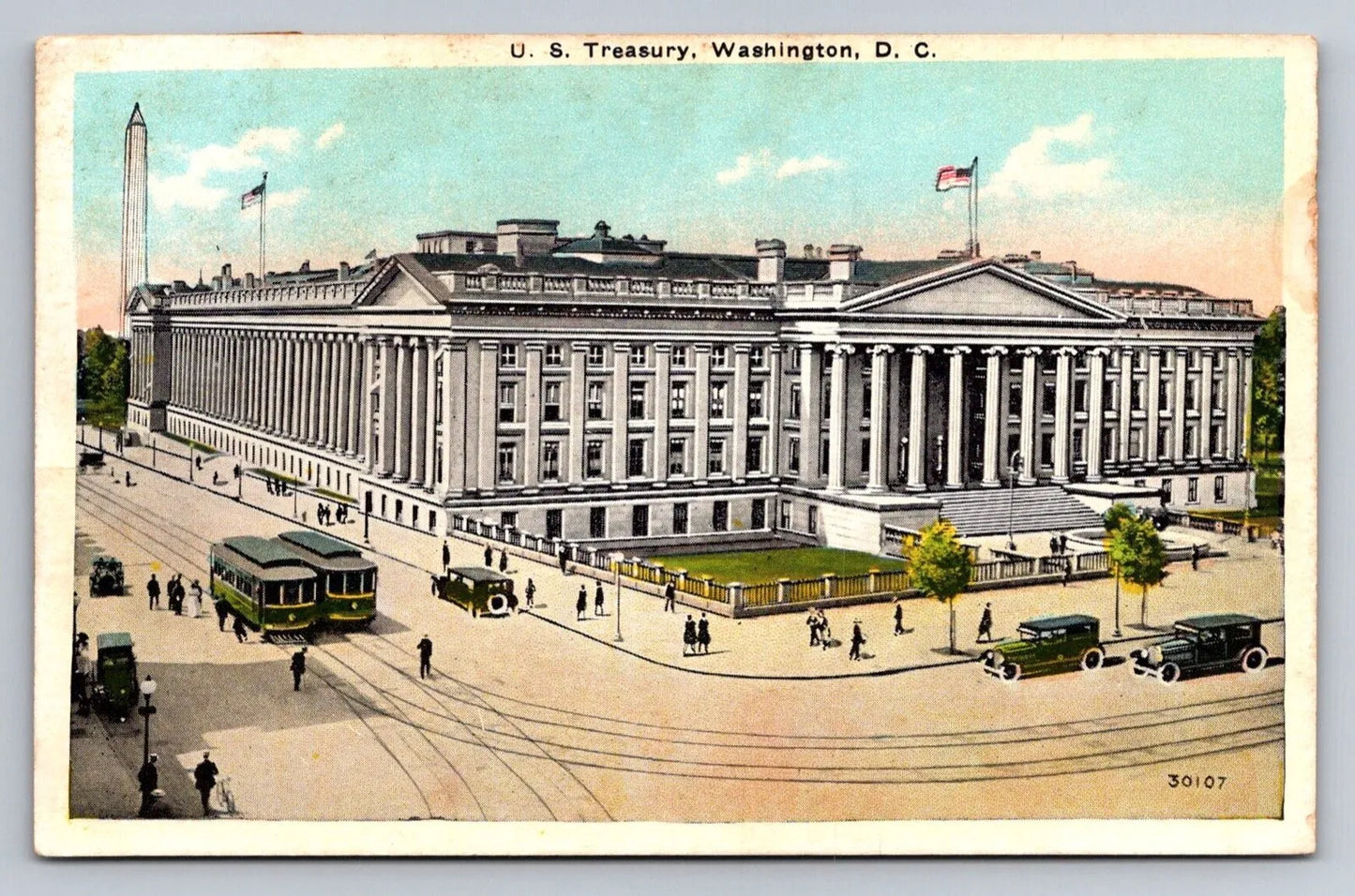 U. S. Treasury, Washington DC (Yosemite 1c Stamp) Vintage Postcard