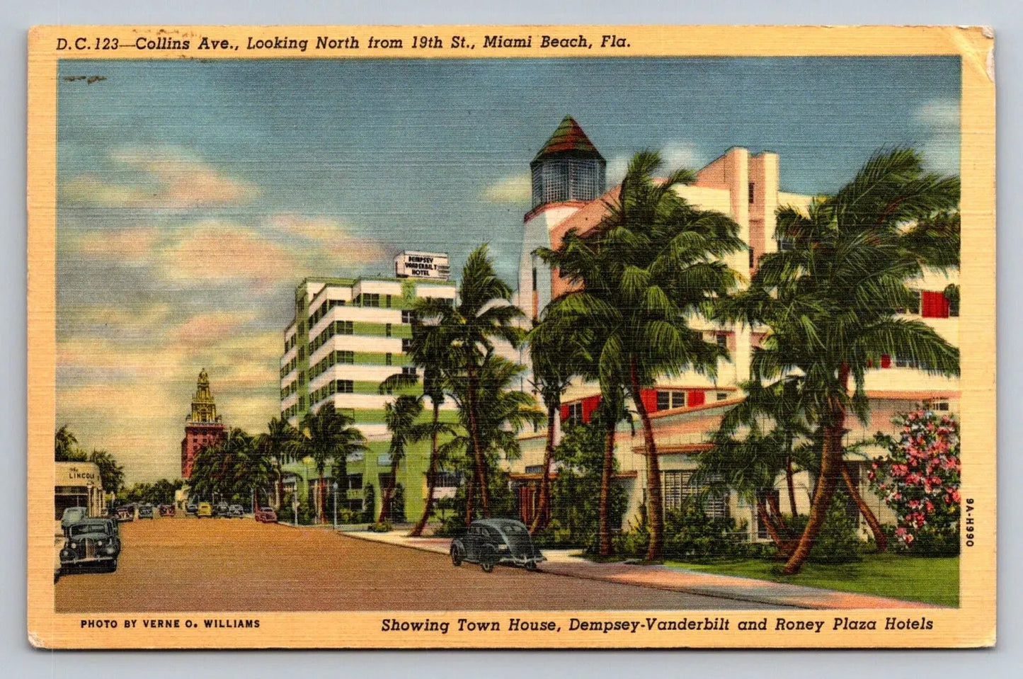 Collins Ave, Miami Beach, FL, Dempsey-vanderbilt and Roney Plaza Hotels Postcard