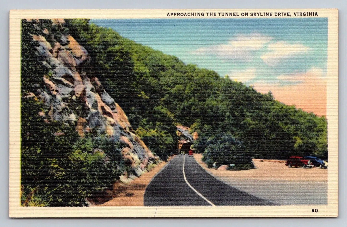 Approaching the Tunnel on Skyline Drive, Virginia Vintage Postcard