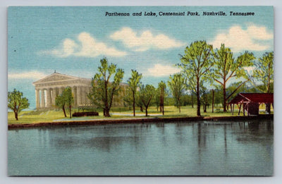 Parthenon and Lake, Centennial Park, Nashville, Tenn., Lake Watagua Postcard