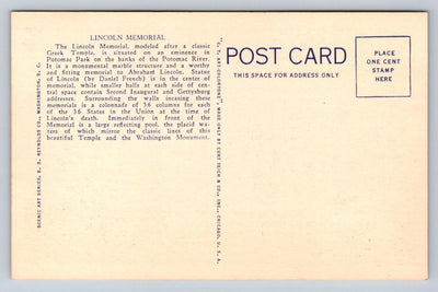 Lincoln Memorial, Washington, DC Vintage Postcard - Fantastic!