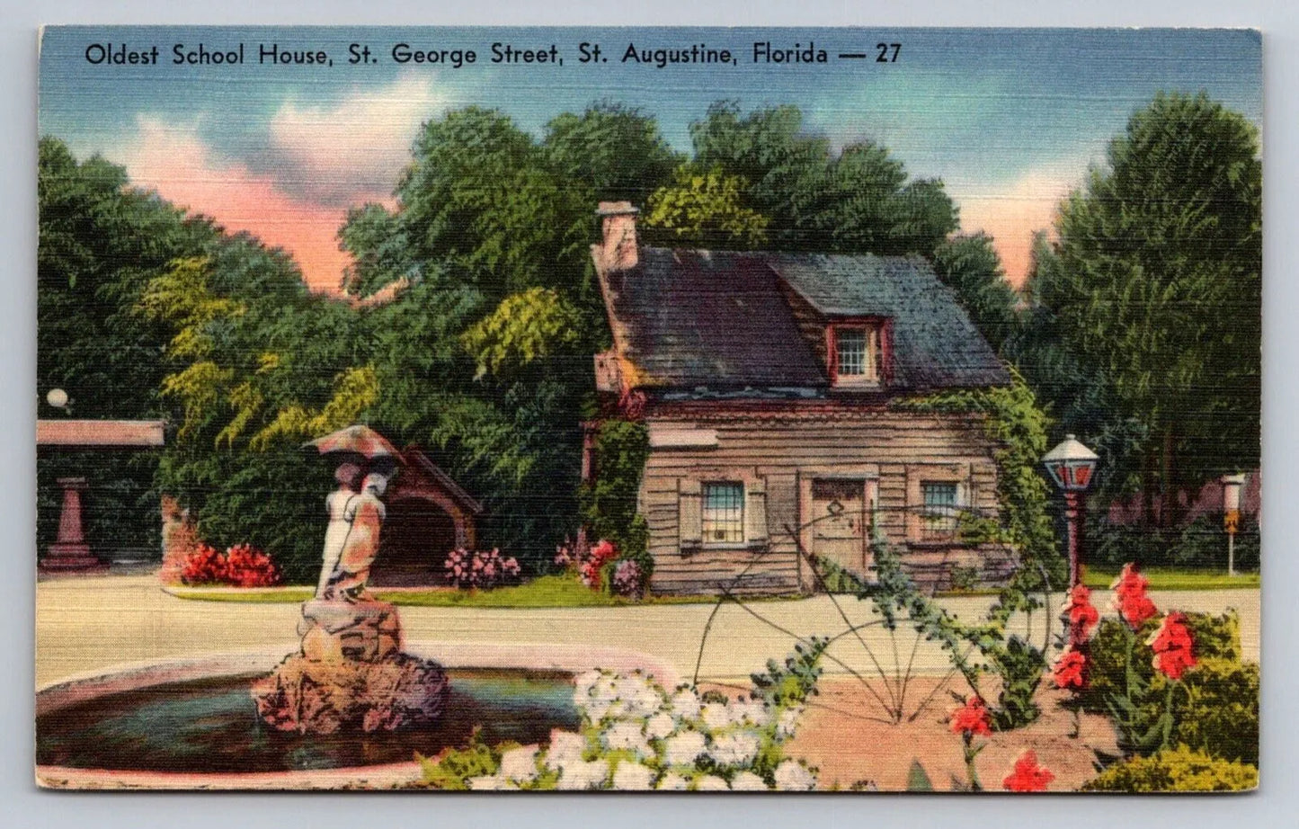 Oldest School House, St. George Street, St. Augustine, Florida Vintage Postcard