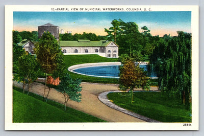 Partial View of Municipal Waterworks, Columbia, SC (South Carolina) Postcard