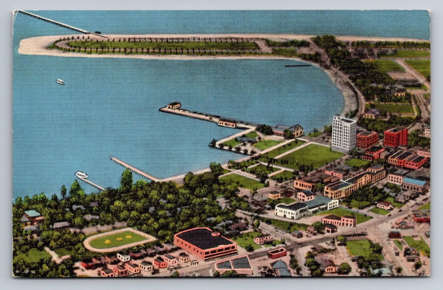 Aerial View, Sarasota, Florida - Gulf of Mexico Vintage Postcard