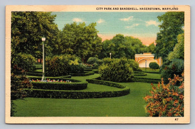 City Park and Bandshell, Hagerstown, Maryland Vintage Postcard