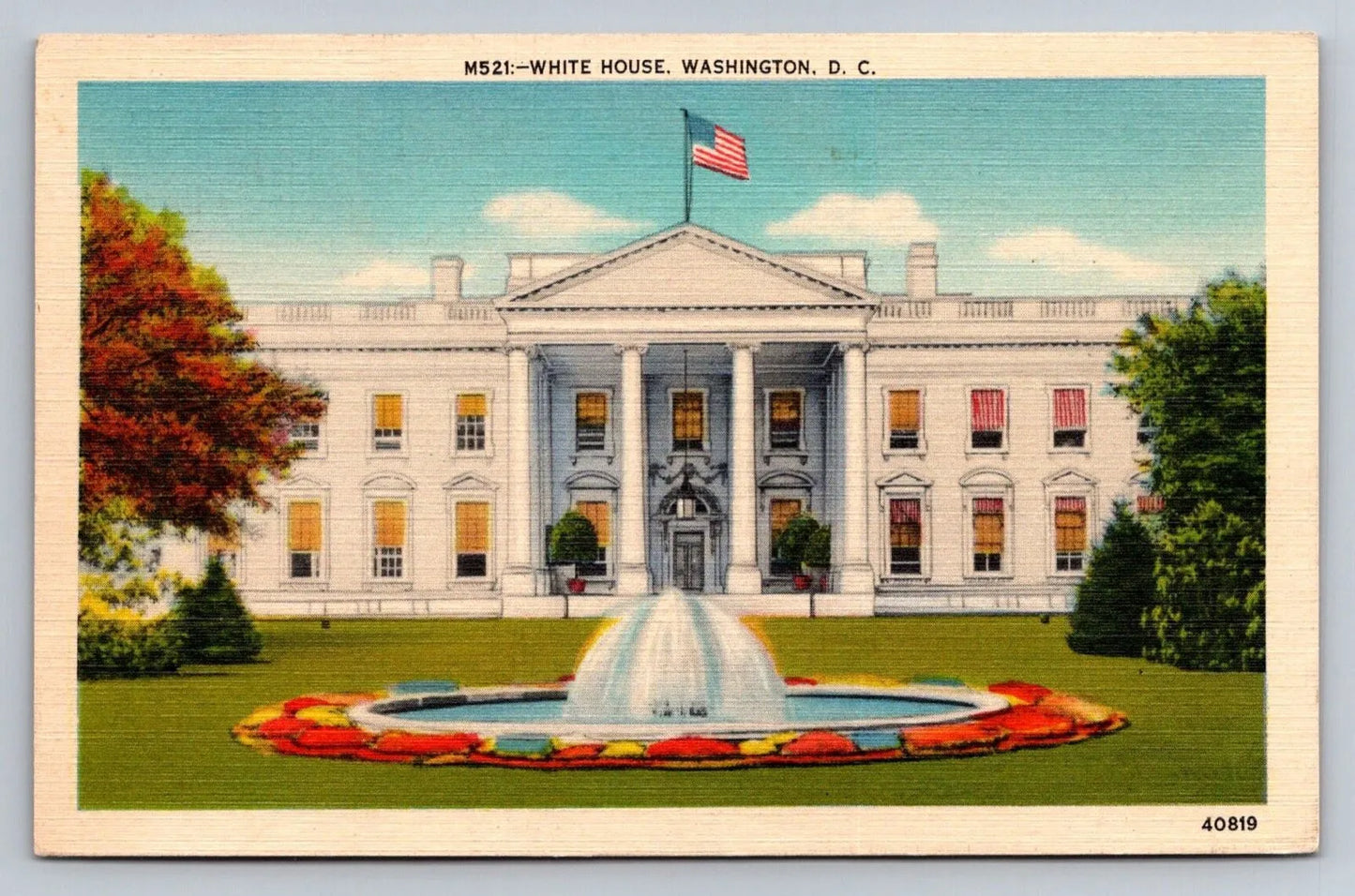 White House, Washington DC, M521 Vintage B. S. Reynolds Co Postcard (circa 1940)