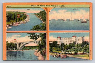 Scenes at Rocky River, Cleveland, Ohio Vintage Curt Teich Postcard