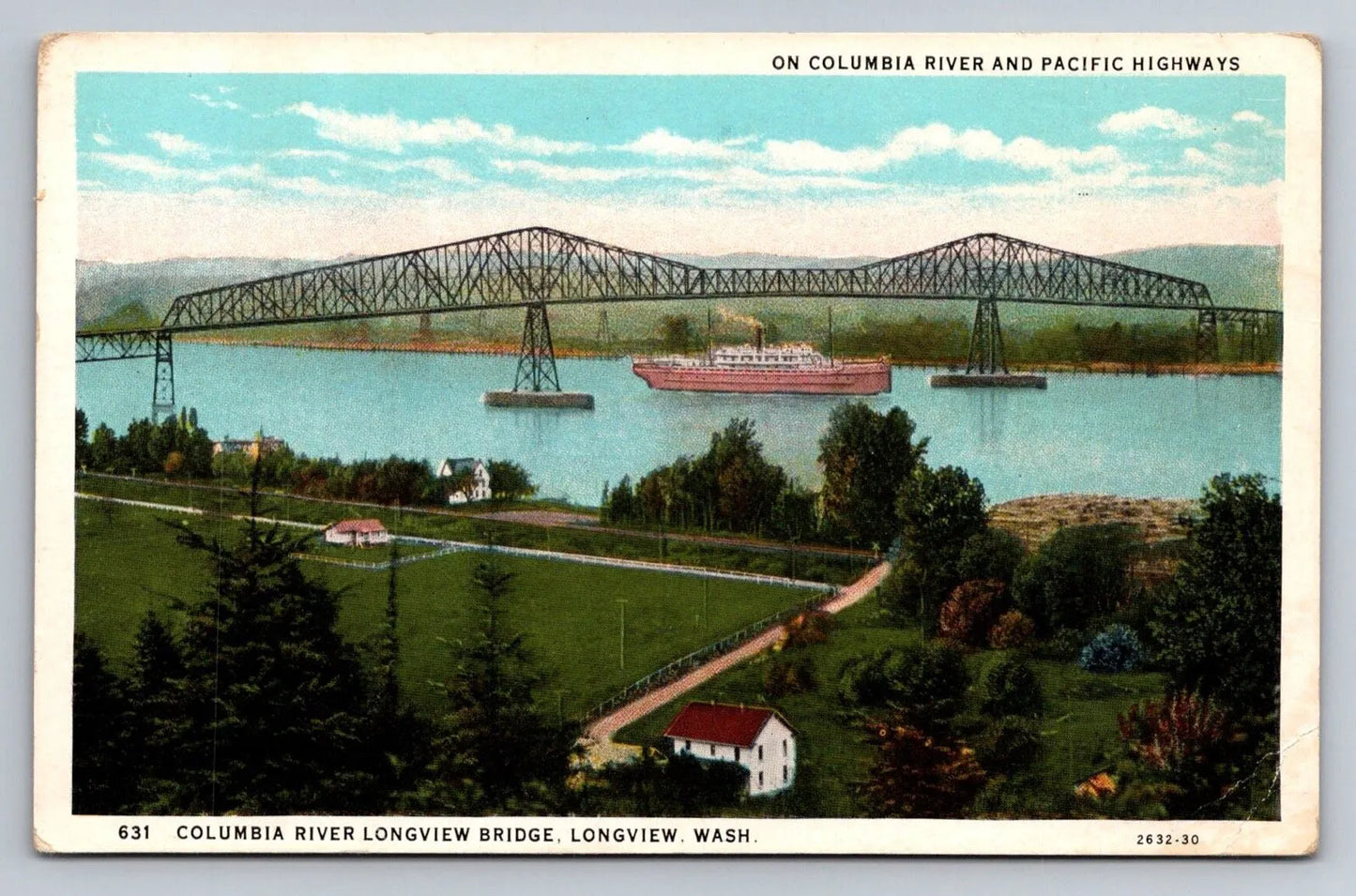 On Columbia River and Pacific Highways, Longview Bridge, Washington Postcard