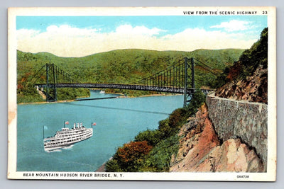 Bear Mountain Hudson River Bridge, N. Y., View from the Scenic Highway Postcard