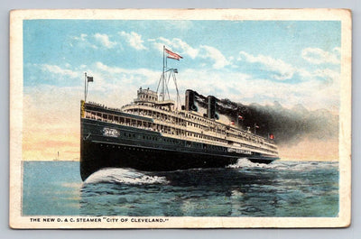 The New D. & C. Steamer City of Cleveland - Steamship Vintage Postcard