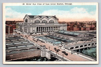 Birds' Eye View of New Union Station, Chicago, Illinois Vintage Postcard