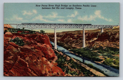 New Pecos River High Bridge, So. Pacific Lines, Del Rio and Langtry, TX Postcard