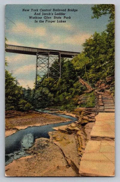 New York Central Railroad Bridge and Jacob's Ladder, Finger Lakes, NY Postcard