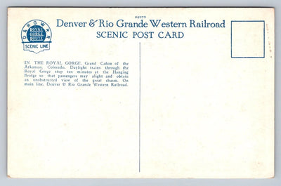 In the Royal Gorge, Grand Canon of the Arkansas, Colorado, Steam Train Postcard