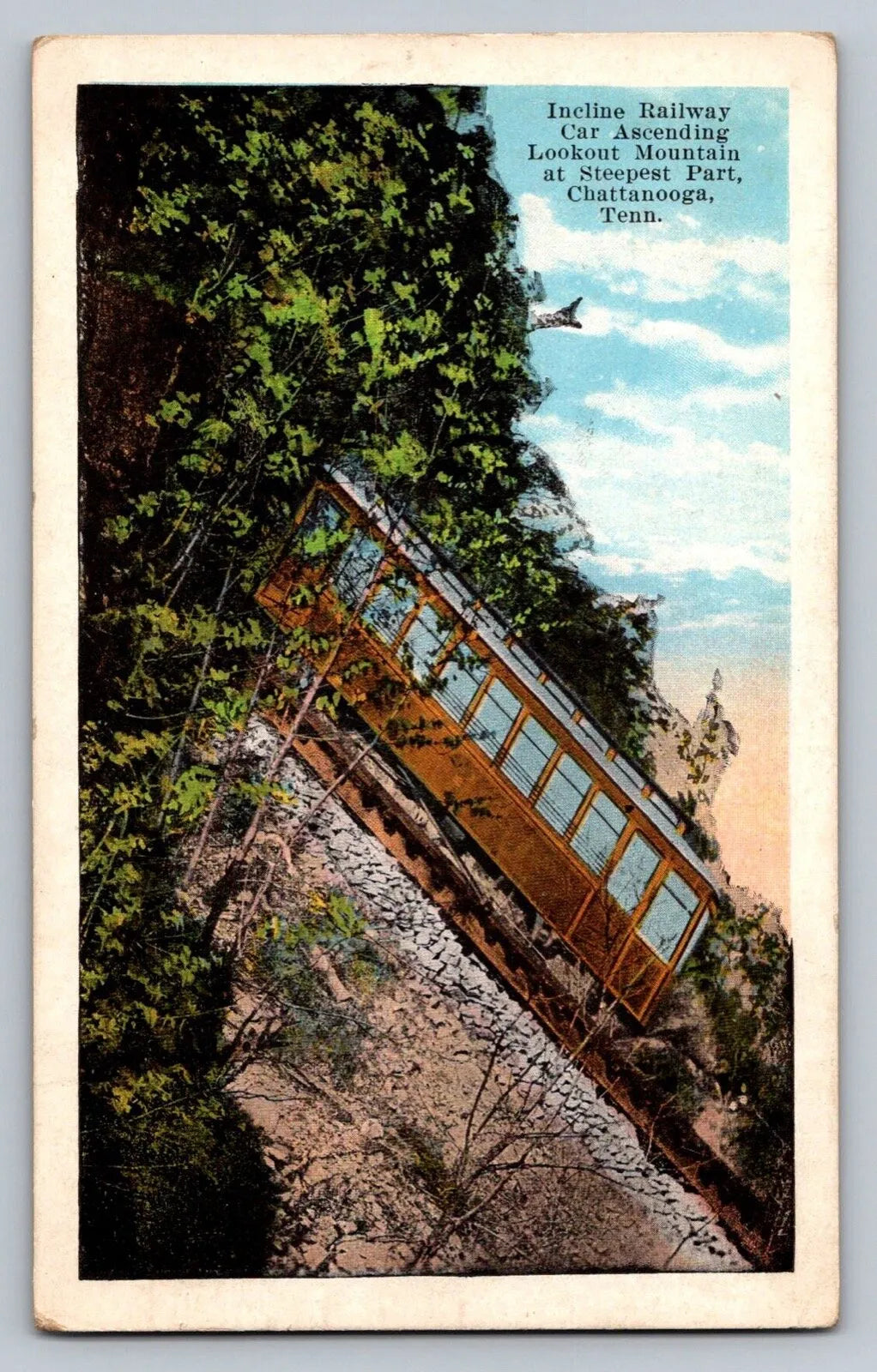 Incline Railway, Car Ascending, Lookout Mountain, Chattanooga, Tenn. Postcard