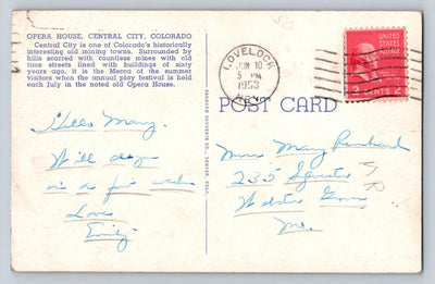 Famous Central City Opera House, Renowned Play Festival Central City CO Postcard