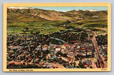 Air View of Reno, Nevada - Spence Air Photos Vintage Curt Teich Postcard