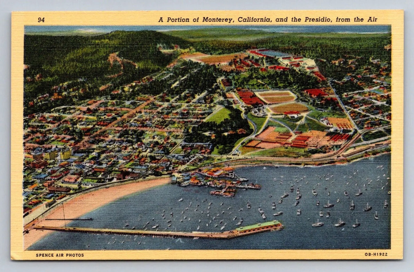 A Portion of Monterey, California, and the Presidio, from the Air Postcard