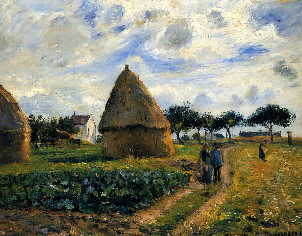 Peasants and Hay Stacks 1878 Painting by Camille Pissarro Art Print (6 Sizes)