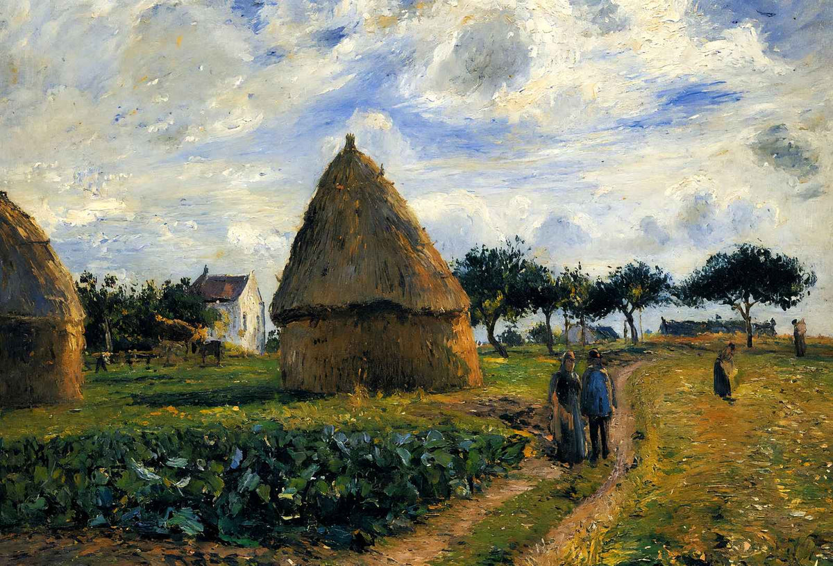 Peasants and Hay Stacks 1878 Painting by Camille Pissarro Art Print (6 Sizes)