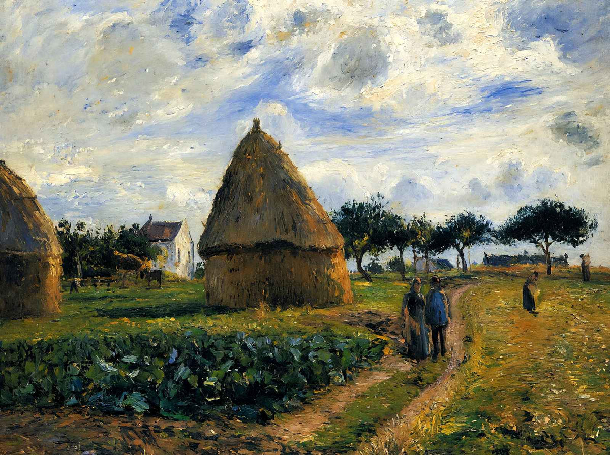 Peasants and Hay Stacks 1878 Painting by Camille Pissarro Art Print (6 Sizes)