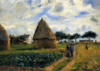Peasants and Hay Stacks 1878 Painting by Camille Pissarro Art Print (6 Sizes)