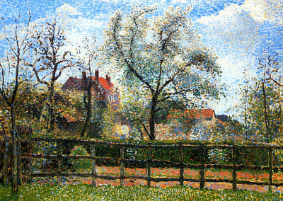 Pear Tress in Bloom, Eragny, Morning Art Print 1886 by Pissarro (6 Sizes)
