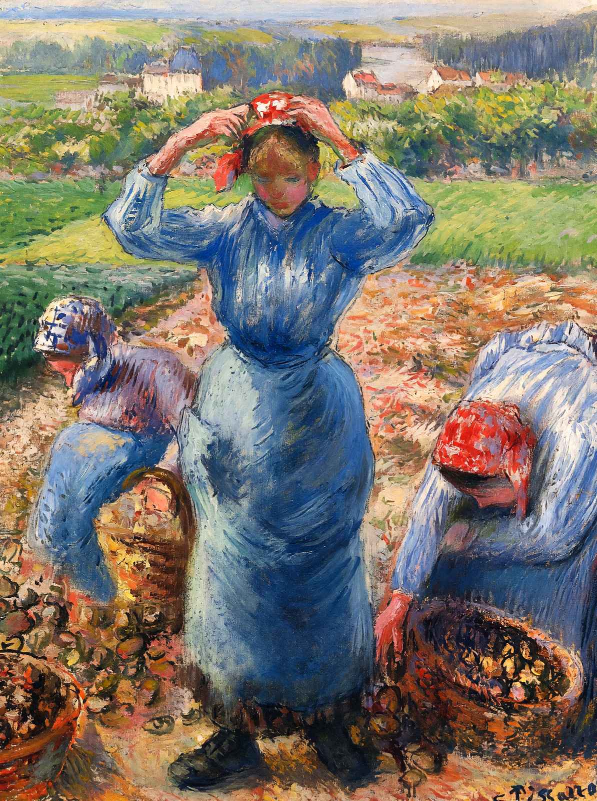 Peasants Harvesting Potatoes 1882 by Camille Pissarro Art Print (6 Sizes)