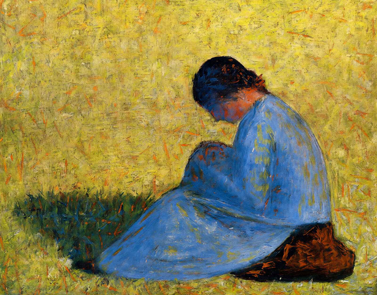Peasant Woman Seated in the Grass 1883 by Georges Seurat Art Print (6 Sizes)
