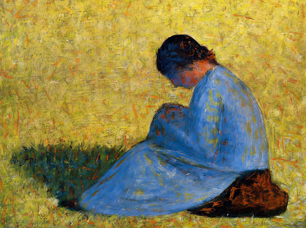 Peasant Woman Seated in the Grass 1883 by Georges Seurat Art Print (6 Sizes)