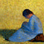 Peasant Woman Seated in the Grass fine art print by Georges Seurat (1883)