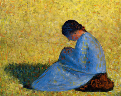 Peasant Woman Seated in the Grass fine art print by Georges Seurat (1883)