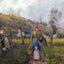 Peasant Woman and Child Harvesting the Fields, Pontoise 1882 Art Print (6 Sizes)
