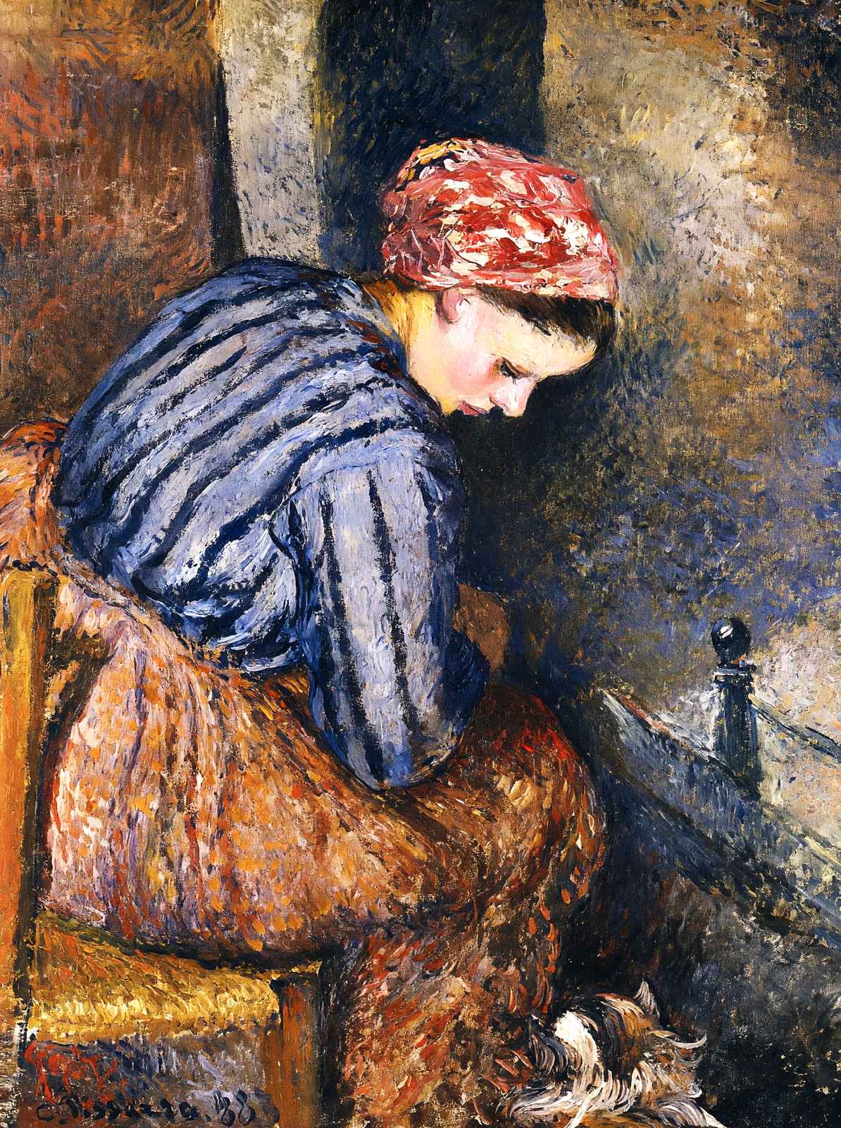 Peasant Woman Warming Herself Fine Art Print 1883 by Camille Pissarro (6 Sizes)