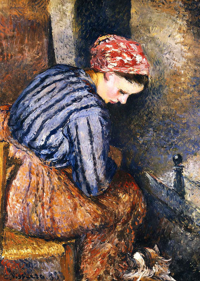 Peasant Woman Warming Herself Fine Art Print 1883 by Camille Pissarro (6 Sizes)