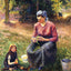 Peasant Woman and Child, Eragny 1893 by Camille Pissarro Art Print (6 Sizes)