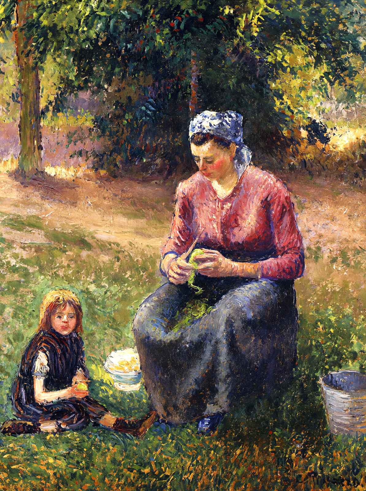 Peasant Woman and Child, Eragny 1893 by Camille Pissarro Art Print (6 Sizes)