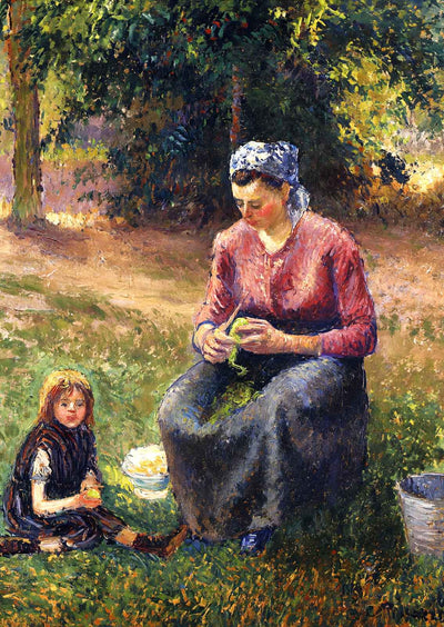 Peasant Woman and Child, Eragny 1893 by Camille Pissarro Art Print (6 Sizes)