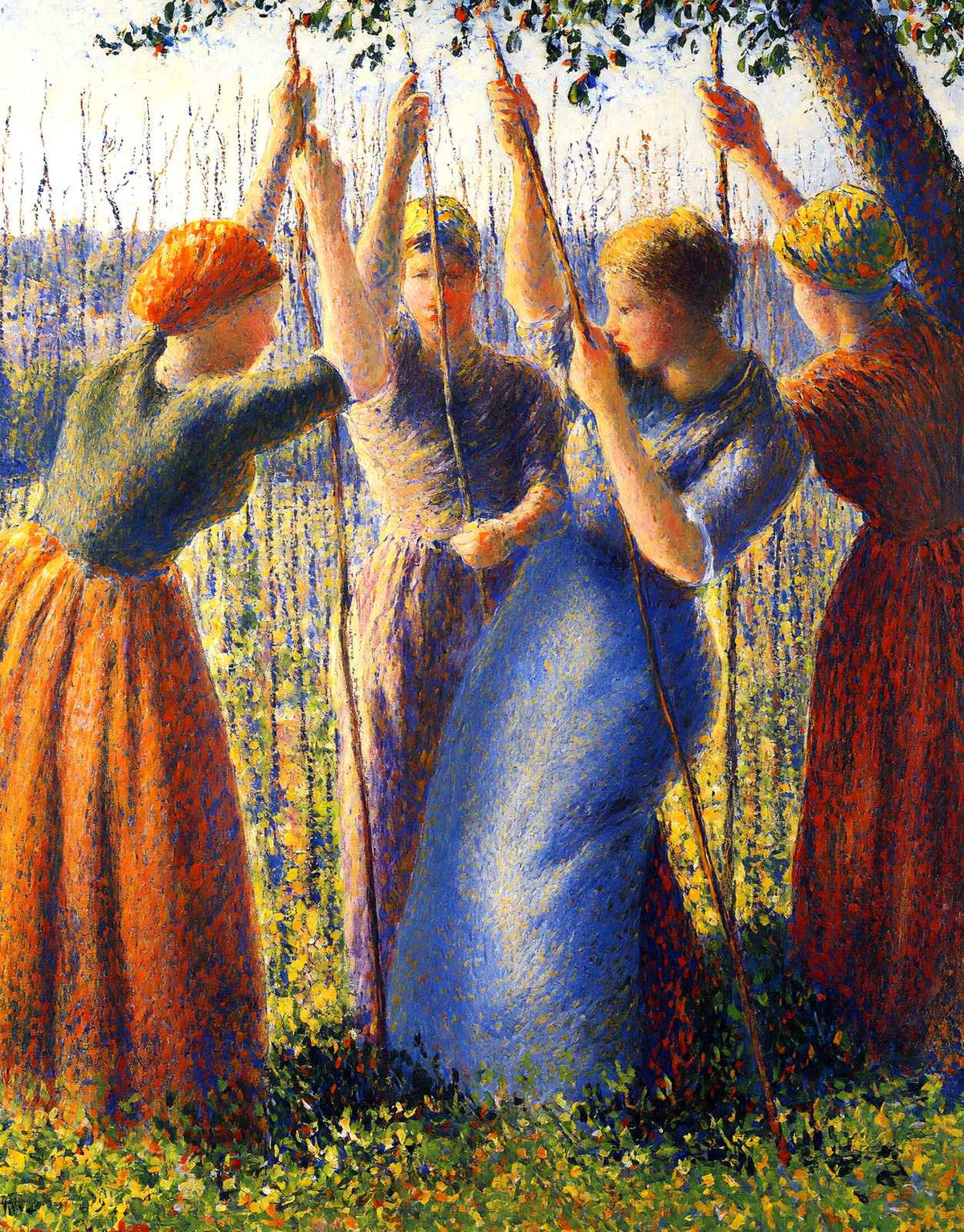 Peasant Women Planting Stakes 1891 by Camille Pissarro Art Print (6 Sizes)