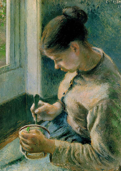 Peasant Girl Drinking Her Coffee 1881 by Camille Pissarro Art Print (6 Sizes)
