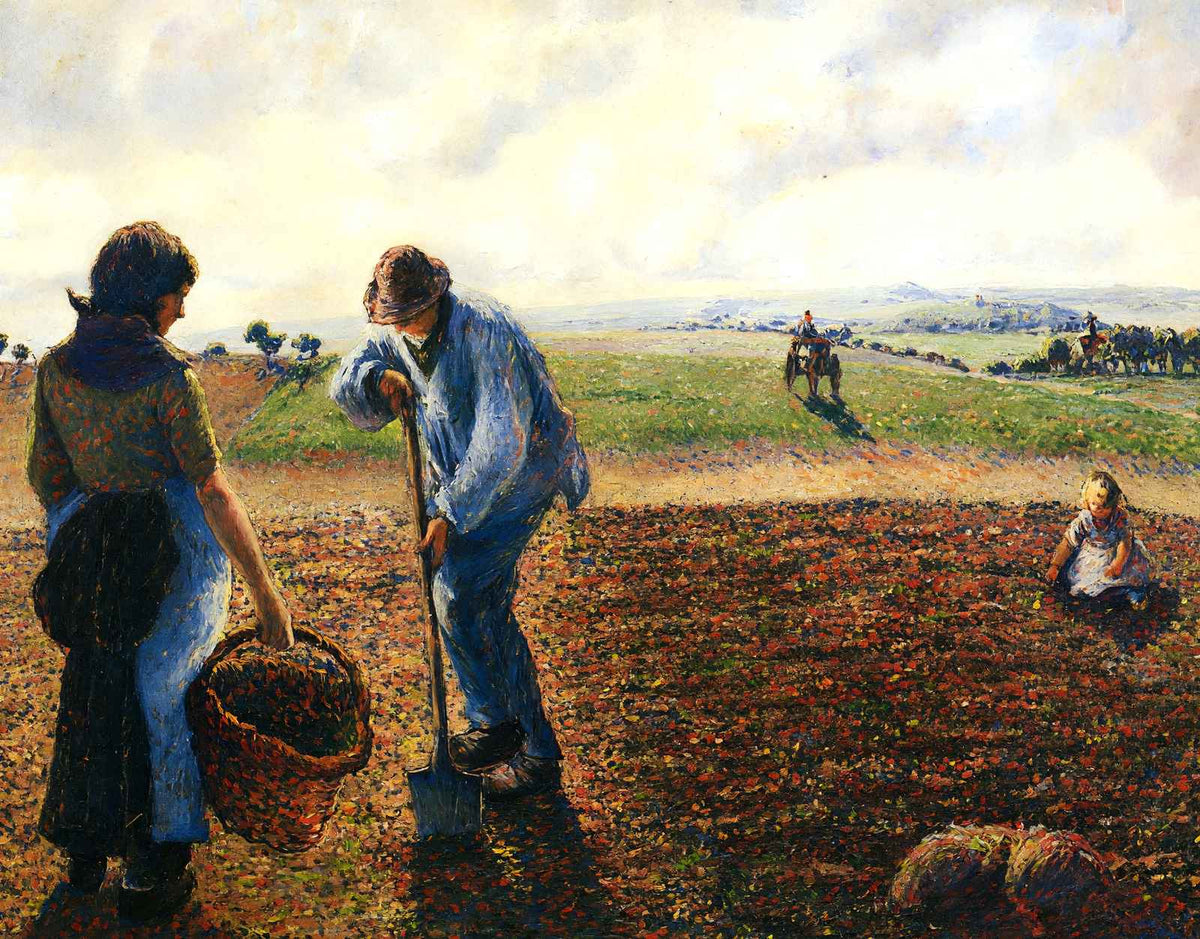 Peasants in the Field, Eragny Art Print 1890 by Camille Pissarro (6 Sizes)