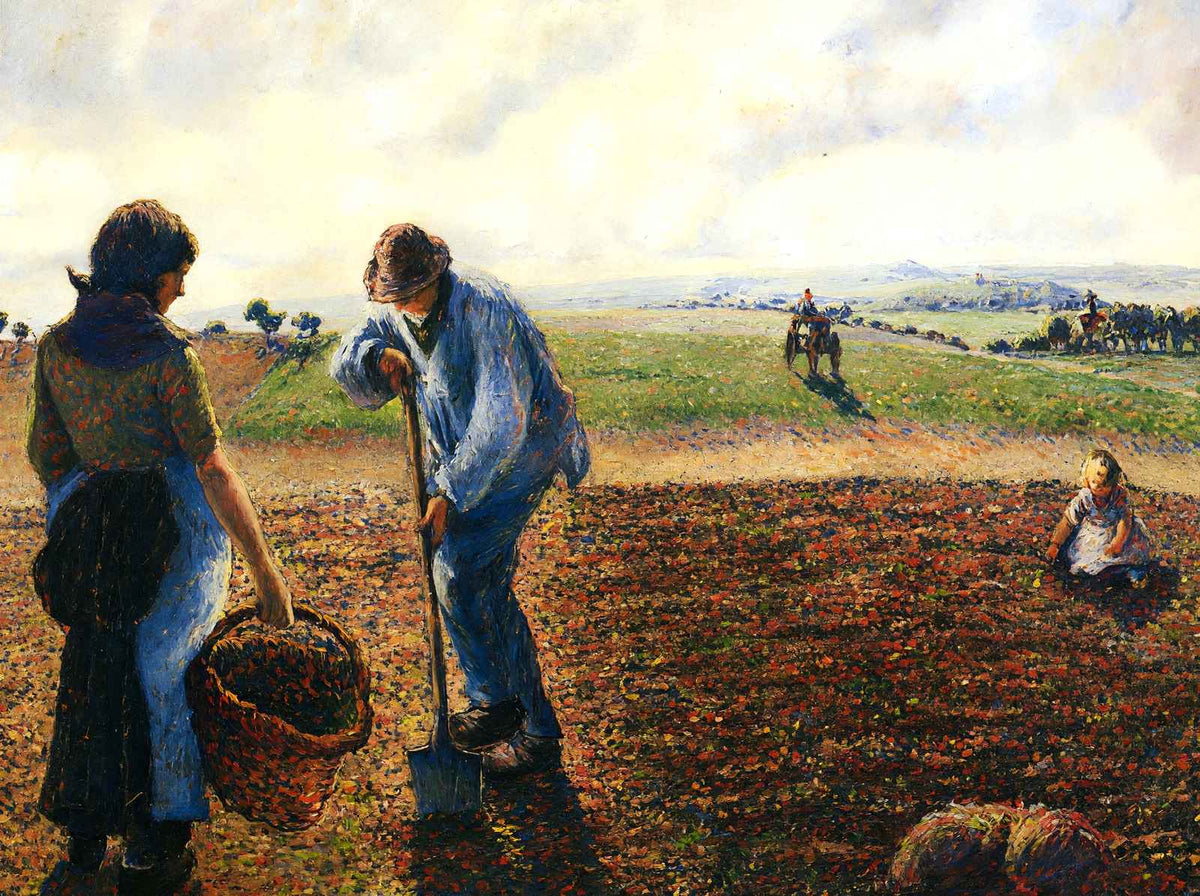 Peasants in the Field, Eragny Art Print 1890 by Camille Pissarro (6 Sizes)
