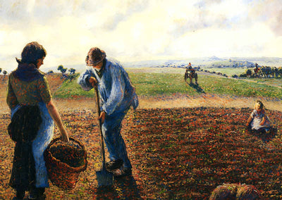 Peasants in the Field, Eragny Art Print 1890 by Camille Pissarro (6 Sizes)