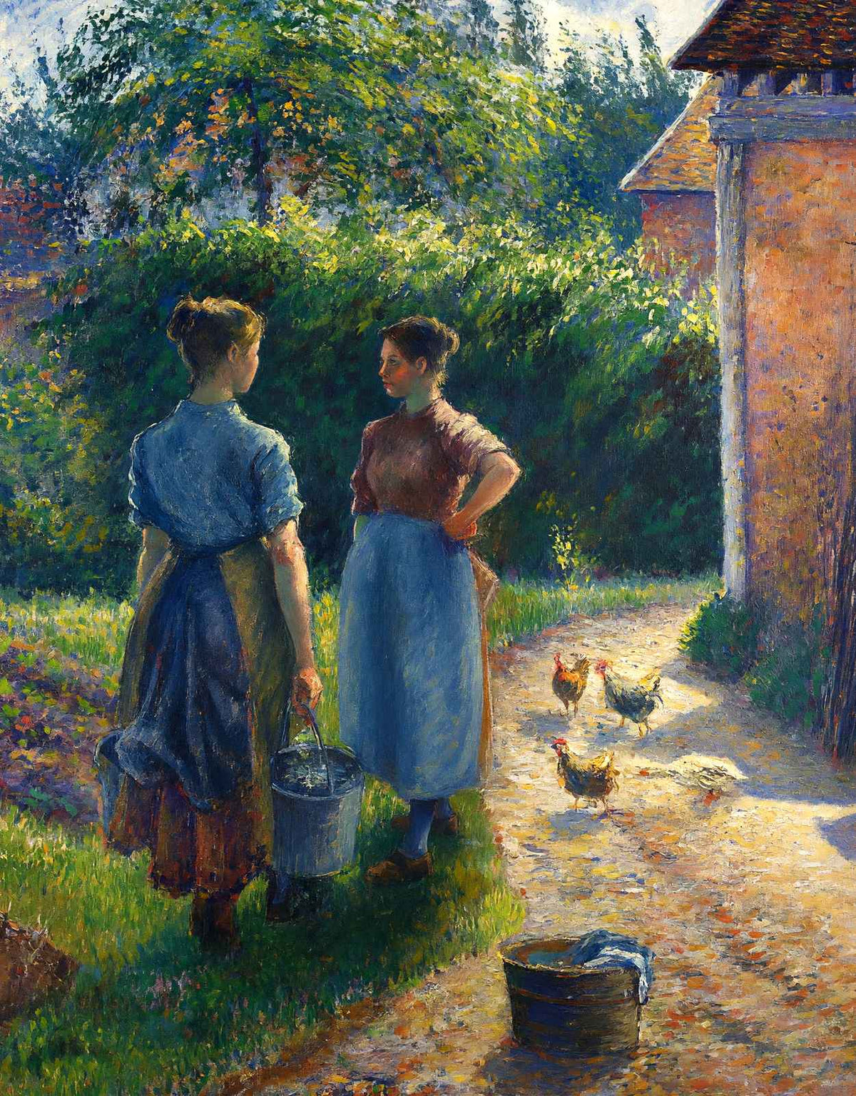 Peasants Chatting in the Farmyard, Eragny Art Print 1902 by Pissarro (6 Sizes)