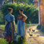 Peasants Chatting in the Farmyard, Eragny Art Print 1902 by Pissarro (6 Sizes)