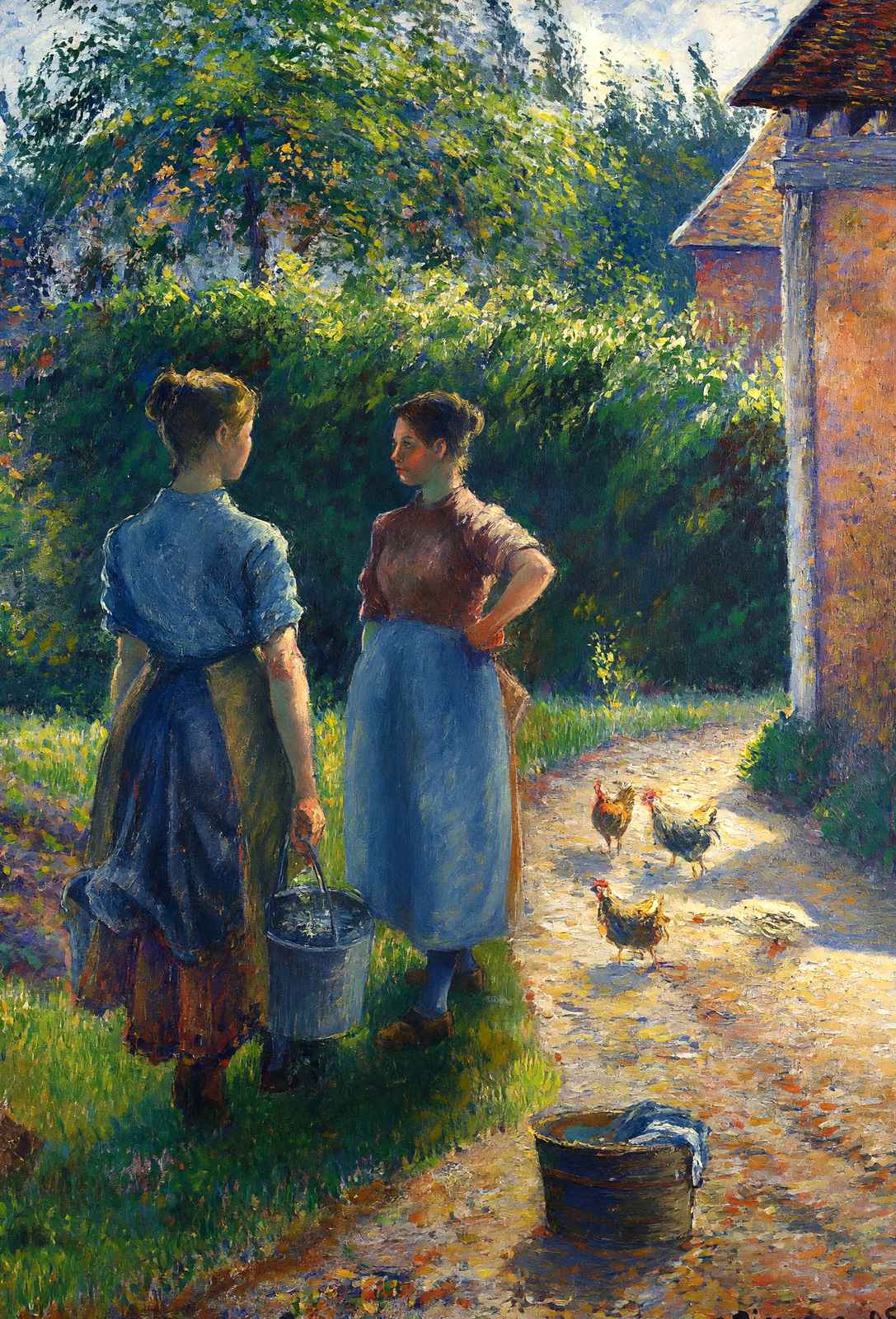Peasants Chatting in the Farmyard, Eragny Art Print 1902 by Pissarro (6 Sizes)