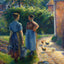 Peasants Chatting in the Farmyard, Eragny Art Print 1902 by Pissarro (6 Sizes)